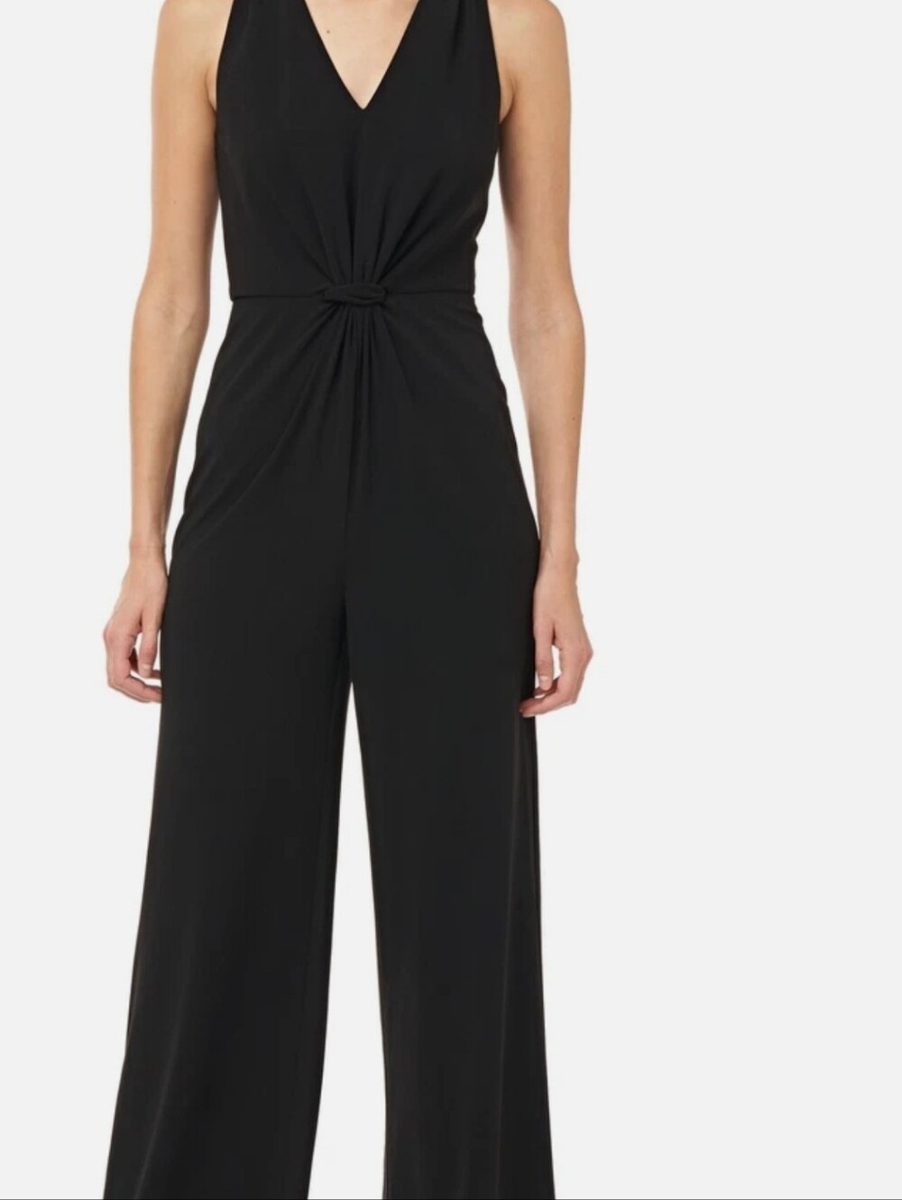 Halston Heritage Black Twist-Front Maxi Jumpsuit